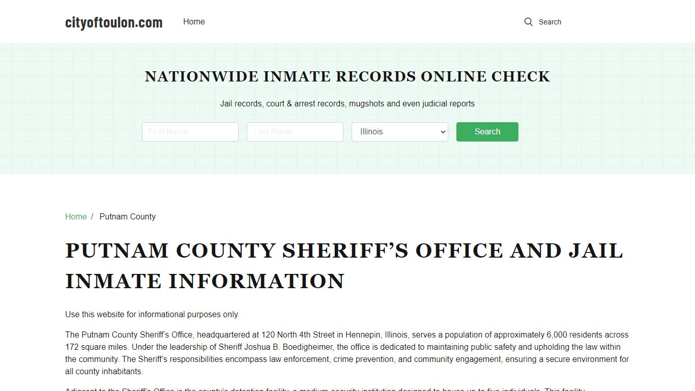 Putnam County Sheriff, IL, Jail Inmate Search, Recent Arrests