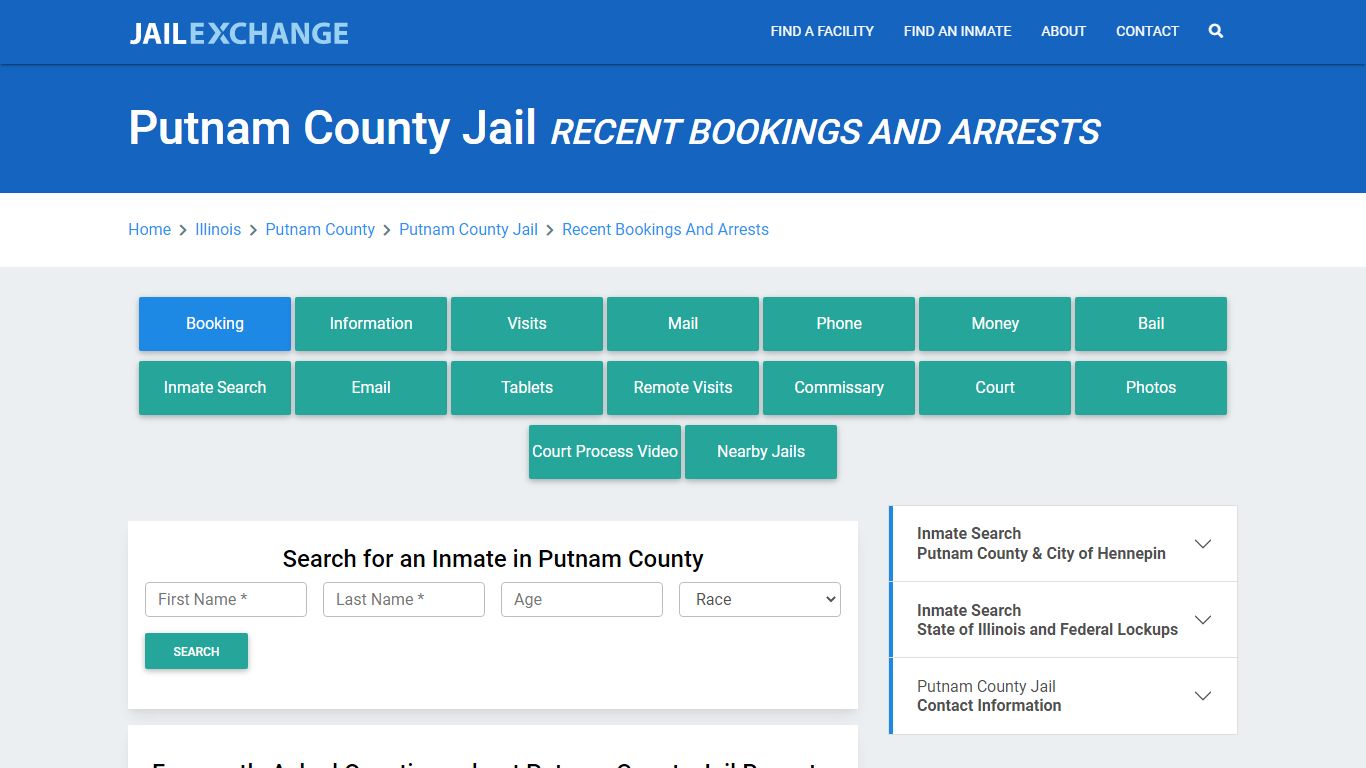 Putnam County Jail IL Recent Arrests and Bookings - Jail Exchange