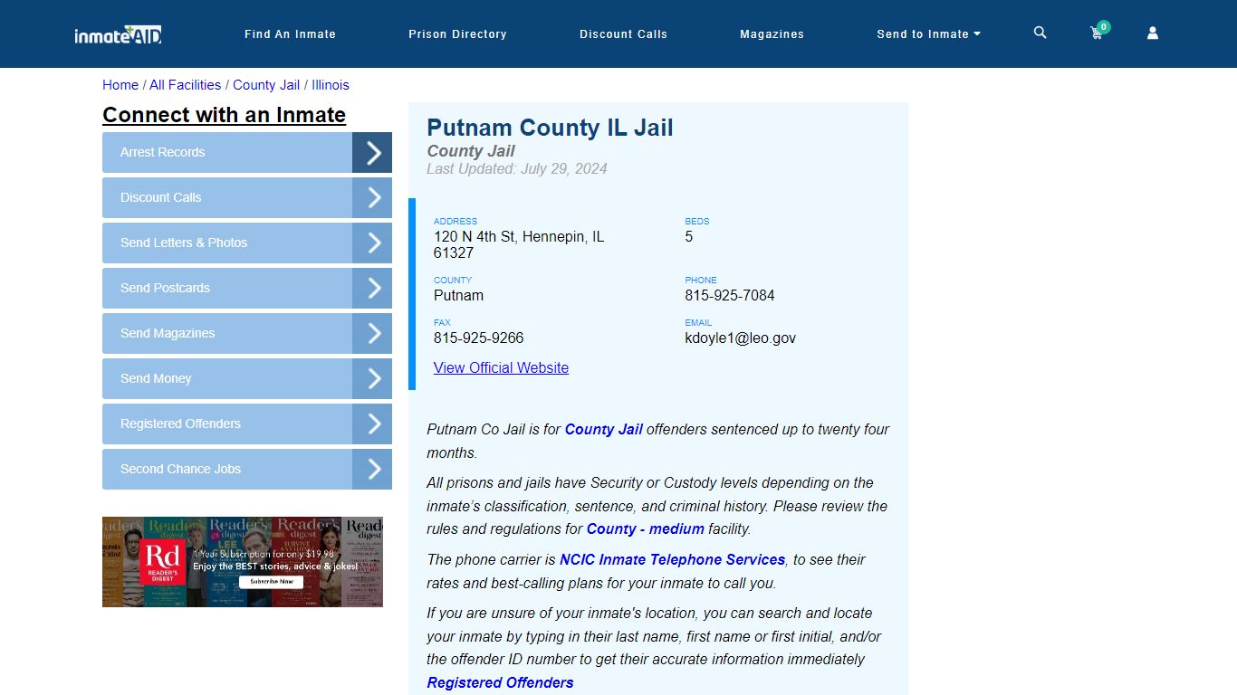 Putnam County IL Jail - Inmate Locator